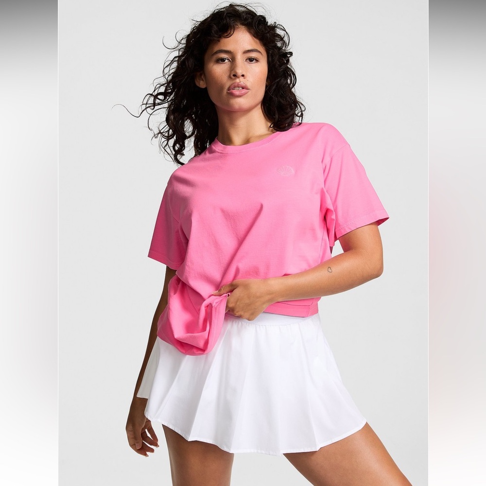 VS PINK Campus Cotton Tee Lola Pink Shell S NWOT